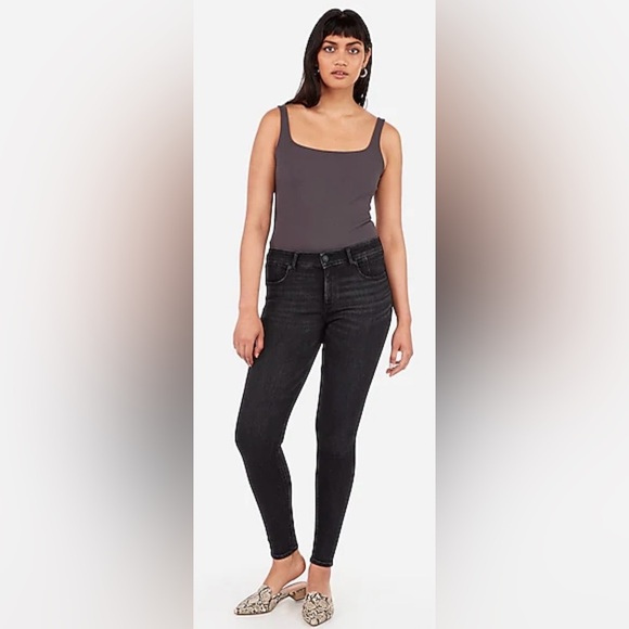 Express Black Jeggings Mid-Rise Stretch+ Denim Perfect Lift Size 8R - Picture 2 of 8